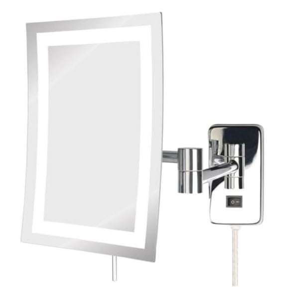 Jerdon 6.5-Inch x 9-Inch Rectangular Wall Mount Makeup Mirror with 5X Magnification and 15.5-Inch Wall Extension - Chrome Finish - Model JRT710CL