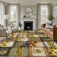 thumbnail image 2 of 6x9 Area Rugs for Living Room, Sunflowers Non Slip Area Rugs for Kitchen Bedroom Entryway, Farmhouse Vintage Western Texas Star Plaid Washable Carpet Runner Rug Floor Mats for Bedroom Home Decor, 2 of 9