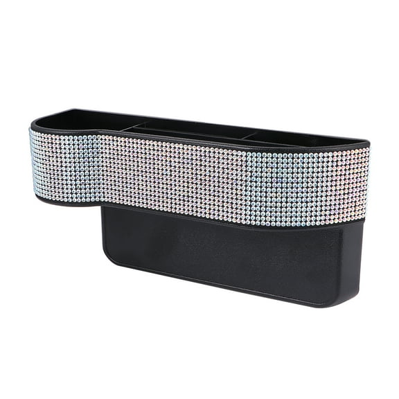 Amosfun 1Pc Universal Car Seat Gap Storage Container Car Storage Box Rhinestone Studded Auto Organizer Assorted Color (Driver Side)