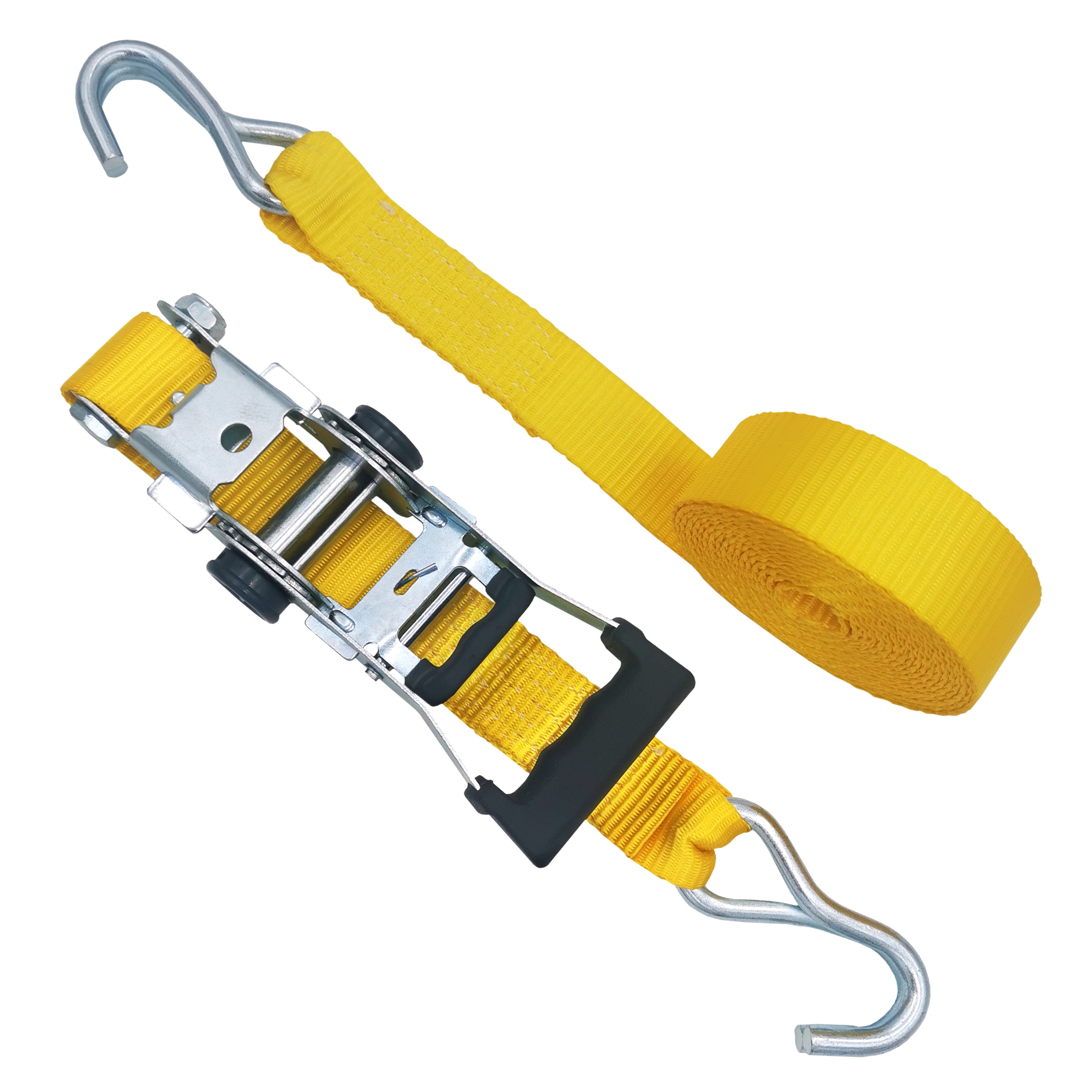 (2 pack) Hyper Tough 15 feet Steel Ratchet Tie-Down, 1666 lbs with S-Hooks 2-Pack, Yellow, 44.4 oz