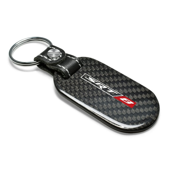 SRT-8 Logo 100% Real Carbon Fiber 3 mm Thick Tag Style Key Chain for Dodge Jeep