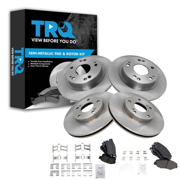 TRQ Front and Rear Brake Pad and Rotor Set Semi Metallic Fits 2013-2015 Acura ILX Honda Civic