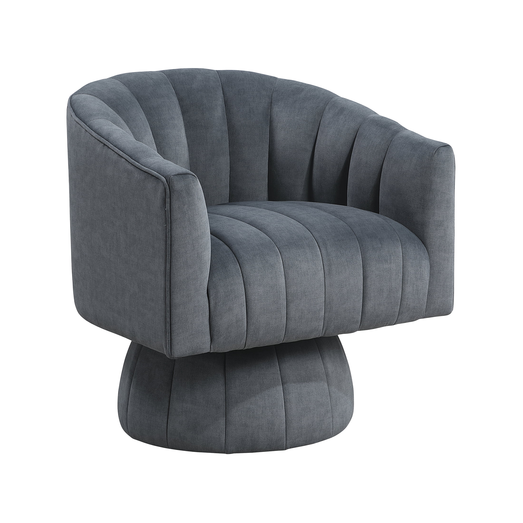 OakvillePark Fenwicke Velvet Swivel Barrel Chair, Dark Gray