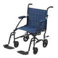thumbnail image 2 of Drive Medical Fly Lite Ultra Lightweight Transport Wheelchair, Blue Frame, 17 lbs, 2 of 5
