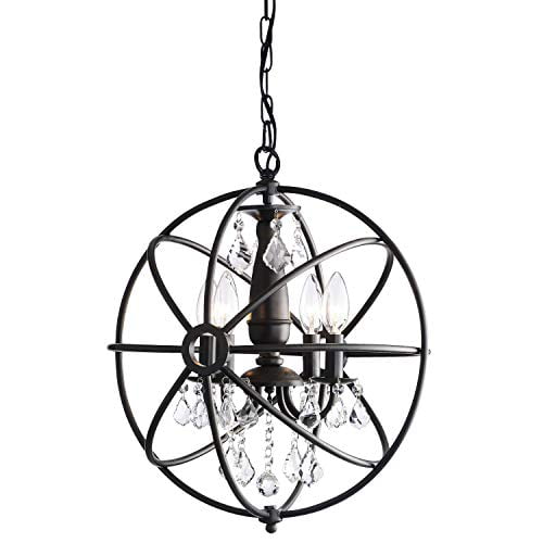 Light Iron Orb Crystal Chandelier, Iron Orb Crystal Chandelier