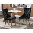 thumbnail image 5 of ODUSE-DAILY Black Velvet Dining Chairs Set of 2, Kitchen & Dining Room Chairs, Nailheads Tufted, Sillas De Comedor, Fabric Upholstered, Silver Chrome Metal Legs (Black, 2 Pcs), 5 of 11