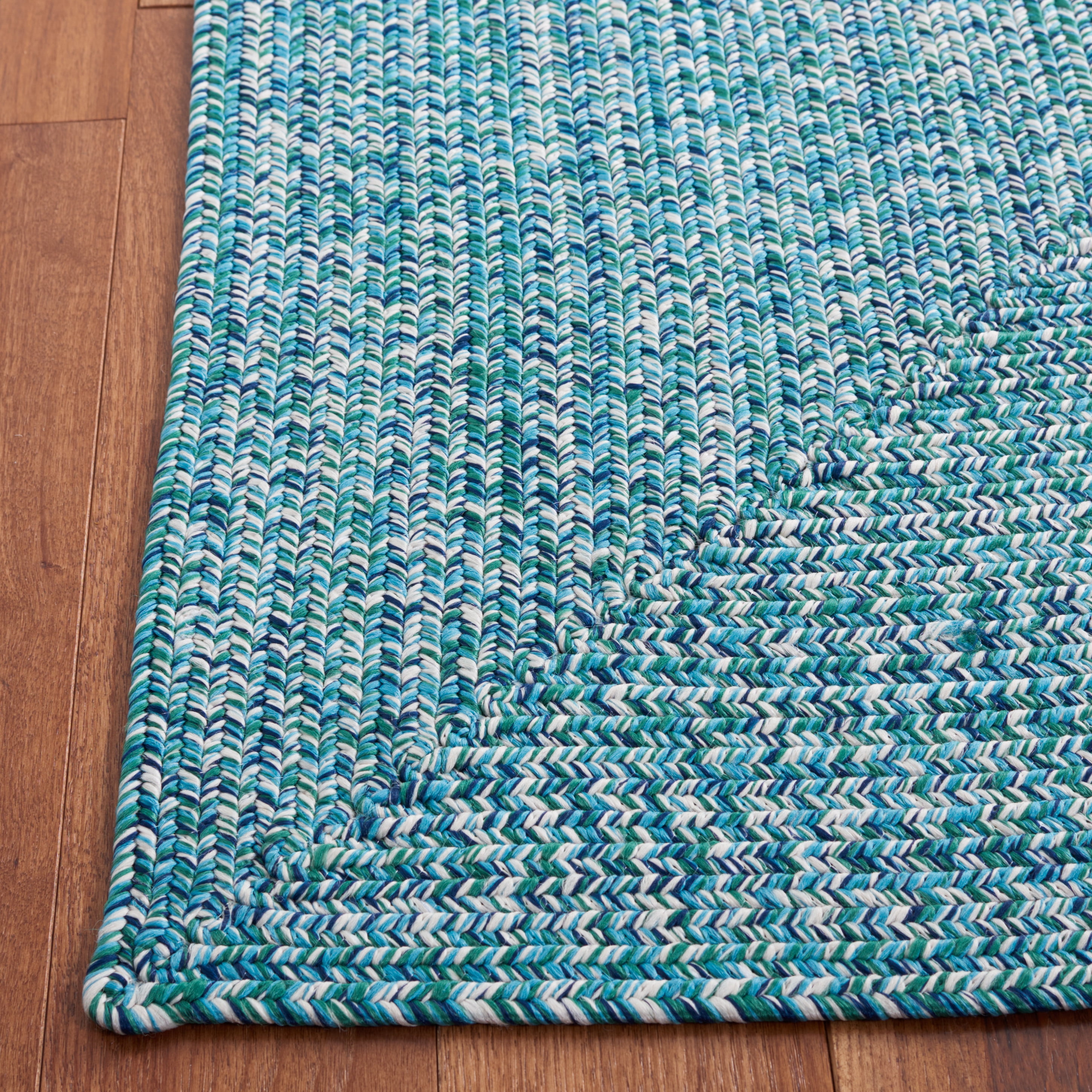 SAFAVIEH Braided Gino Distressed Machine Washable Reversible Area Rug, Teal/Green, 2'3" x 4'
