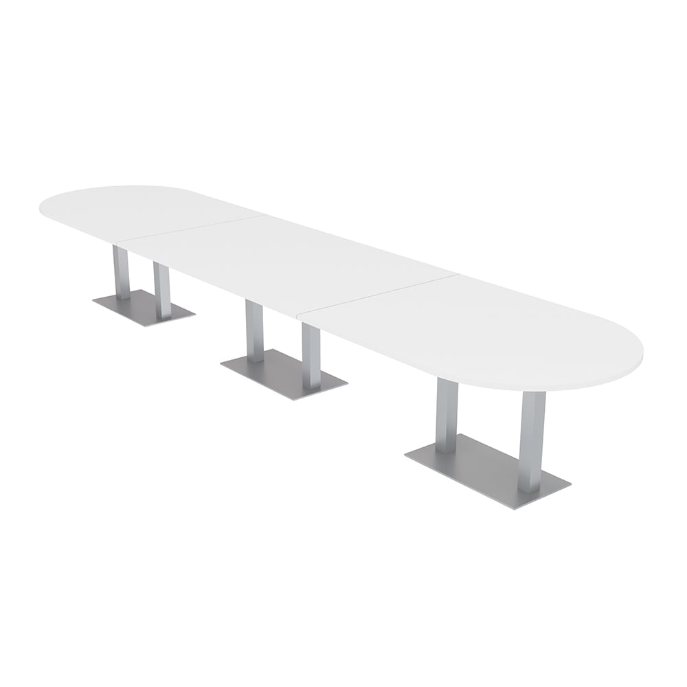 18 Person Modular Racetrack Boardroom Table Metal Bases Power Modules