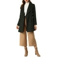 thumbnail image 2 of Abrigo largo de mujer elegante con solapa y cinturón en negro, talla XS, 2 of 7