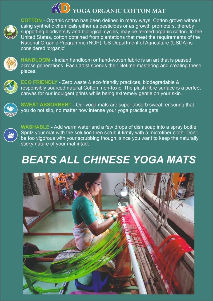 Cotton Yoga Mat - Buy Eco-friendly Yoga Mat Cotton Online, 8mm