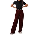 thumbnail image 3 of Women Wide Leg Pants High Waisted Business Casual Work Trousers Dressy Pants with Pockets by Yigetop Wine S, 3 of 6