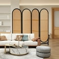 thumbnail image 3 of ALeesing 4 Panel Rattan Room Dividers, Folding Privacy Screens, No Installation Required, Black, 3 of 9