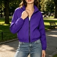 thumbnail image 6 of Admvng Women's Stand Collar Full Zip Cropped Windbreaker Jacket Pocket Lightweight Casual Outerwear, 6 of 9