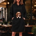thumbnail image 2 of LWFFDAW Long Pet Pouch Hoodie Dress for Women with Dog Carrier Pockets Oversized Hoodie Fall Winter Loose Casual Hooded Sweatshirt Dress, 2 of 10