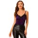 thumbnail image 1 of Allegra K Tops Básicos De Tirantes Camisola Con Ribete De Encaje De Terciopelo Para Mujer Púrpura S, 1 of 6