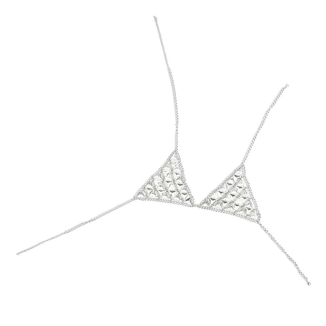Bikini atractivo de la playa del verano de la joyería del cuerpo del partido de la correa de la borla del diamante artificial Plata Zulema Collar de cadena sujetador