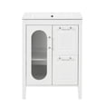 thumbnail image 6 of 24" Bathroom Vanity with Drop-In Sink | Overflow Feature to Avoid Water Spilling, Ideal for Bathroom | Solid Wood Frame, MDF and Moru Glass | Adjustable Shelf and Drawers for Storage, 6 of 7