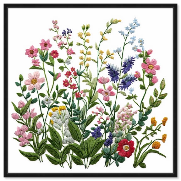 Wildflower Patch II Canvas Floral Prints by Art Remedy, Black Frame, 12 x 12