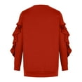 thumbnail image 6 of Hfyihgf Womens Crewneck Sweatshirts Long Sleeve Casual Tops with Ruffle Sleeve Fall Winter Clothes Soft Trendy Pullover Shirts(Red,XXL), 6 of 8