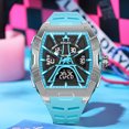 thumbnail image 5 of Men's Square Wrist Watch Silicone Sports Watch Waterproof Analog Digital Multifunction Clock, 5 of 6