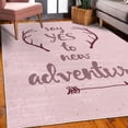 thumbnail image 3 of Adventure Decorative Rug, Calligraphic Words Antlers and Arrow on Grunge Dotted Backdrop, Quality Carpet for Bedroom Dorm and Living Room, 6 Sizes, Dark Fuchsia, by Ambesonne, 3 of 4