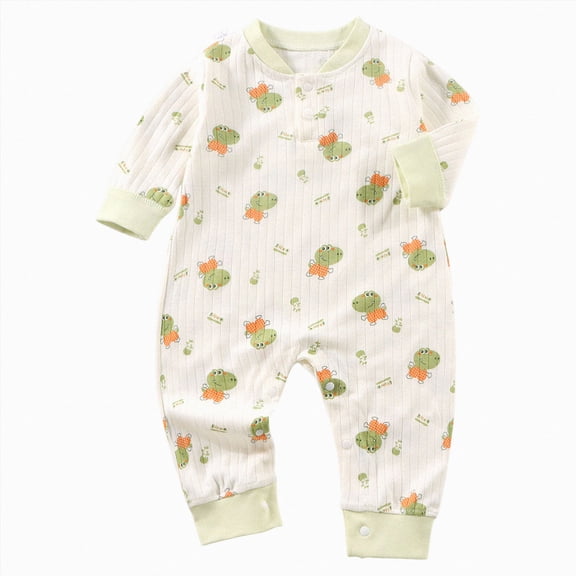 KPOPLK Fall Baby Pajamas Cotton Long Sleeve Solid Color Romper Jumpsuit Sleep and Play 3-24 Months Size 3-6 Months,Light Green