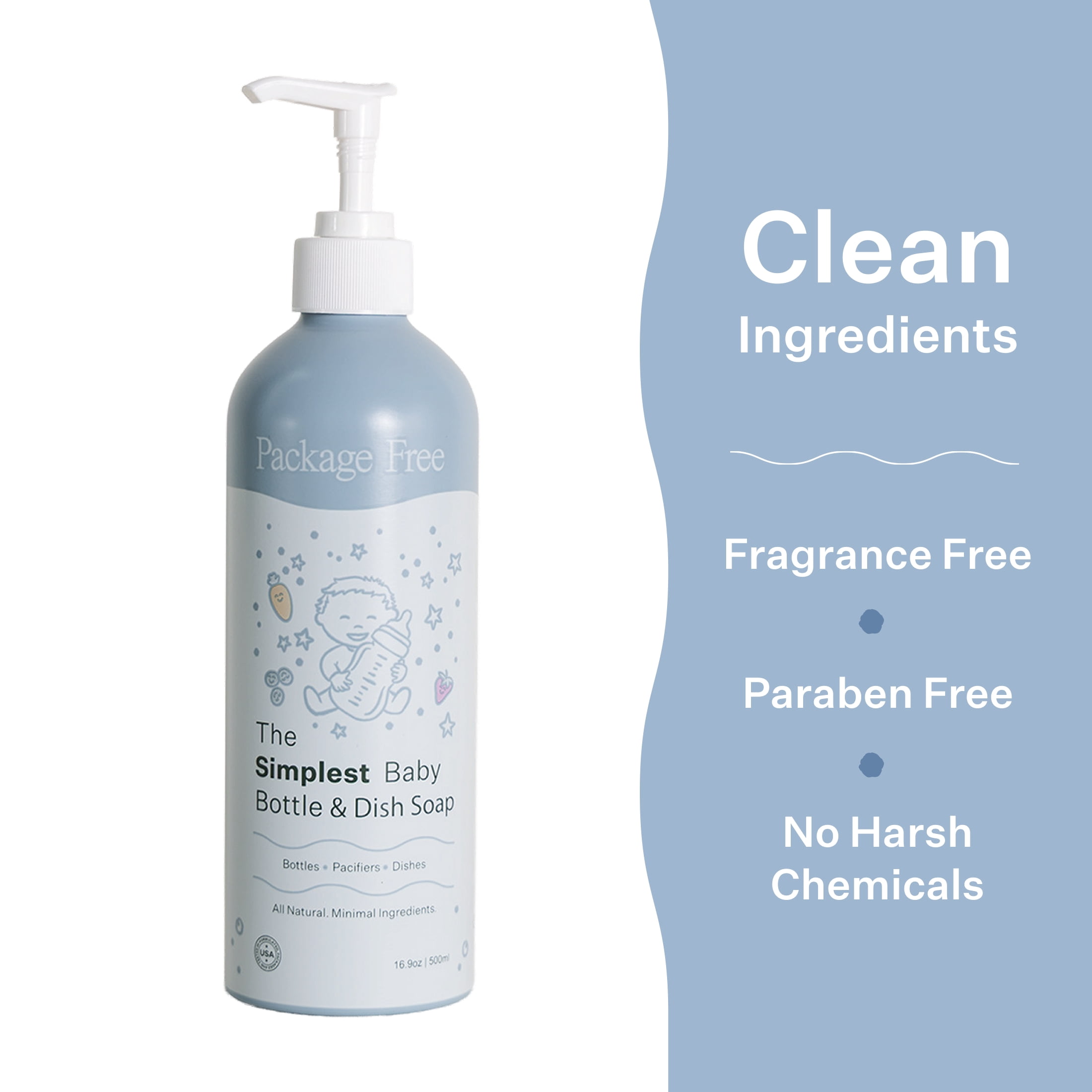 Package Free The Simplest Baby Bottle & Dish Soap by Package Free, Unscented, 16 fl oz