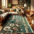 thumbnail image 2 of Ambesonne Botanical Decorative Rug Carpet, Autumnal Dramatic Floral, 4' X 5' 5", Teal Green and Brown, 2 of 5
