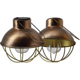2 Pack Solar Lanterns - Waterproof Outdoor Metal Solar Lights With Warm White Glow