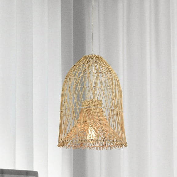 Home Accessories Ethan Cream 1-Light Rattan Cage Basket Pendant Light