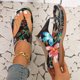 thumbnail image 5 of Bmisegm Ladies Summer Beach Flat Casual Colour Block Printed Clip Toe Large Size Slope Heel Sandals Sandals Women Summer Black 7.5, 5 of 9