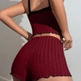 thumbnail image 4 of Diufon Womens Pajama Set Summer Casual Lace V Neck Cute Bow Camisole with Shorts Ribbed Knitted Slim Sleepwear, 4 of 9