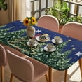 thumbnail image 3 of Navy Blue Christmas Table Cloths for 4 Foot Rectangle Tables, Green Xmas Tree Snowflake Winter Patio Waterproof Elastic Fitted Tablecloths, Washable Rectangular Table Cover for Camping, 3 of 8