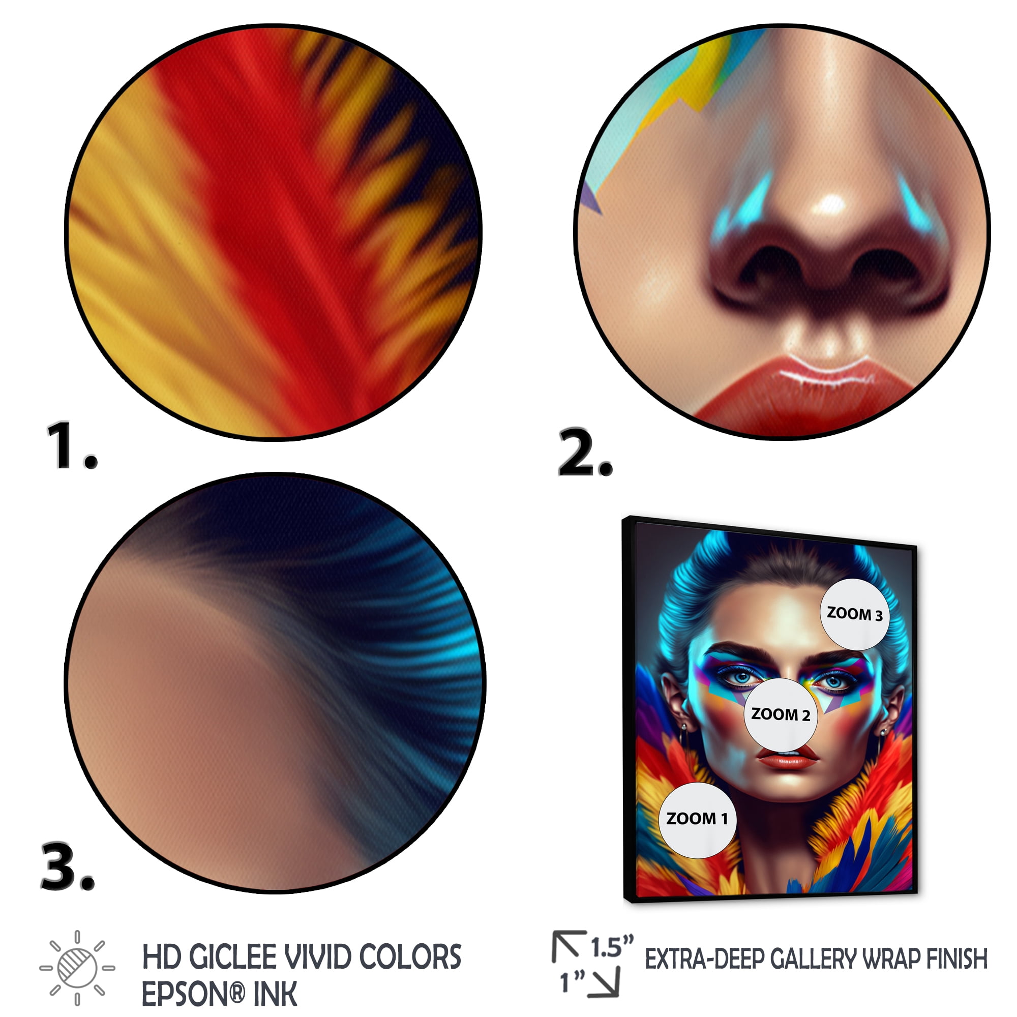 Designart Colorful Sensual Woman In Fur Coat III Floating Frame Wall Art