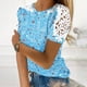 thumbnail image 1 of Fiudx Ofertas Del Día Blusa de Manga Corta con Cuello Redondo y Estampado para Mujer, 1 of 5