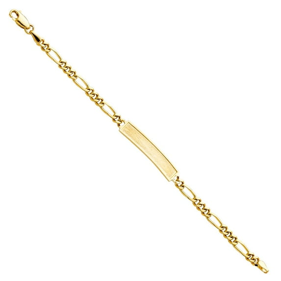 14K Figaro Frame Junior ID Bracelet - 6"