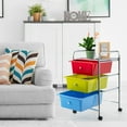thumbnail image 2 of Costway 3-Drawer Cart Storage Bin Organizer Rolling w/Plastic Drawers Multicolor, 2 of 10