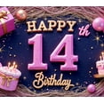 thumbnail image 4 of Decorative Design Birthday Banner Cake Decoration Happy 14th Party Backdrop Polyester Material for Birthday Party Celebration Kids Party, 4 of 7