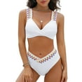 thumbnail image 6 of Sngxgn Women's Bikini Sets Two Piece Swimsuit High Waisted V Neck Twist Front Adjustable Spaghetti Straps Bathing Suit(White,M), 6 of 9