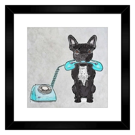 PTM Images, dog vintage telephone blue, 18x18 Decorative Wall Art