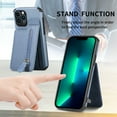 thumbnail image 3 of Zipper Wallet Case for iPhone 12 Pro 6.1 inch, Shockproof  Slim Kickstand Phone Case Weave Texture with Credit Card Holder Purse Gift for Women Men Compatible with iPhone 12 Pro 6.1 inch,Blue, 3 of 12