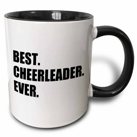 3dRose Best Cheerleader Ever - text - greatest head or team cheerleading girl - Two Tone Black Mug, (Best College Cheerleading Teams)