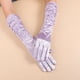 thumbnail image 1 of Zhuge Guantes de noche largos de satén para mujer, mangas retro para novia, boda, fiesta de ópera, morado claro, 1 of 4