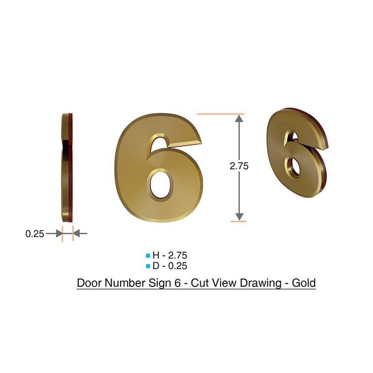 Apartment Number Sign/Mailbox Number Sign, Door Number Sign. Letter E Gold - The Maple Line