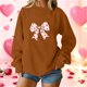 thumbnail image 1 of TaTaai Women's Valentine Bow Heart Print Sweatshirt, Cute Loose Pullover Top, Romantic Christmas Date Night Blouse, Soft Long Sleeve Casual Wear Gift, 1 of 4