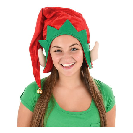 Adults Christmas Santa's Toy Shop Elf Red Hat With Ears Costume Accessory