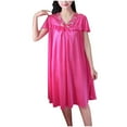 thumbnail image 2 of Sakmal Knee Length Moomoo Sleepwear for Women Lightweight Slip Lace Pink Loungewear Floral Short Sleeve Nightgowns for Women, 2 of 5