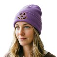 thumbnail image 6 of SYMOID Purple Cuffed Knit Beanie, Hall-oween Pumpkin Face Embroidered Acrylic Winter Skull Cap for Men Women Hats,Size Free Size, 6 of 6