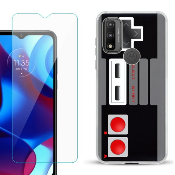 Slim-Fit Gel TPU Phone Case for Motorola Moto G Pure, with Tempered Glass Screen Protector, by OneToughShield ® - Game Controller