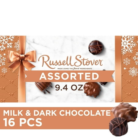 RUSSELL STOVER Christmas Assorted Milk & Dark Chocolate Gift Box, 9.4 oz. (16 pieces)